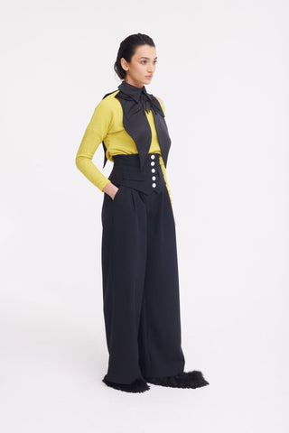 Oversized Satin Bib Collar - Black - Julia Allert