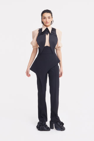 Oversized Satin Bib Collar - Black - Julia Allert