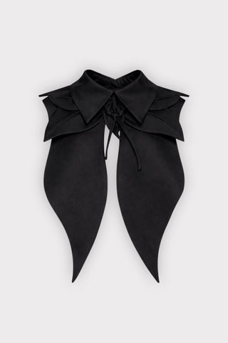 Oversized Satin Bib Collar - Black - Julia Allert