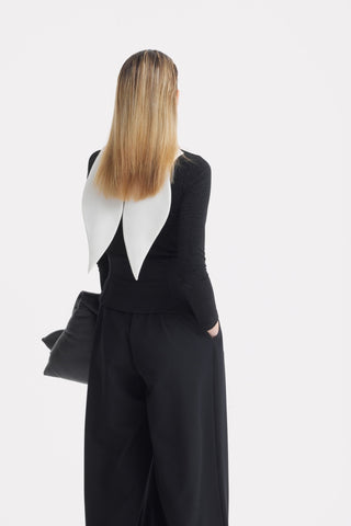 Oversized Satin Bib Collar - Ivory - Julia Allert