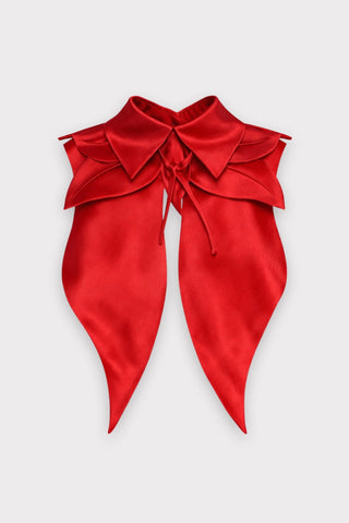 Oversized Satin Bib Collar - Red - Julia Allert