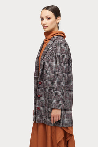 Oversized Single-Breasted Blazer Plaid - Julia Allert