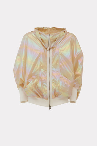 Oversized Zip-Up Bomber Jacket Holographic Shiny - Julia Allert