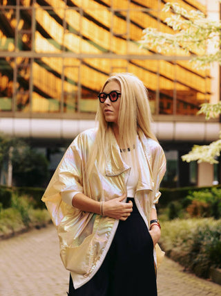 Oversized Zip-Up Bomber Jacket Holographic Shiny - Julia Allert