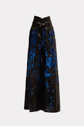 Palazzo Trousers With Double-Sided Sequins Black Blue