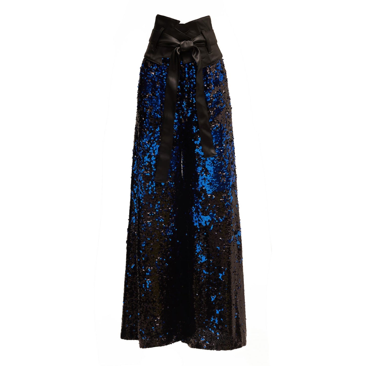 Palazzo Trousers With Double-Sided Sequins Black Blue