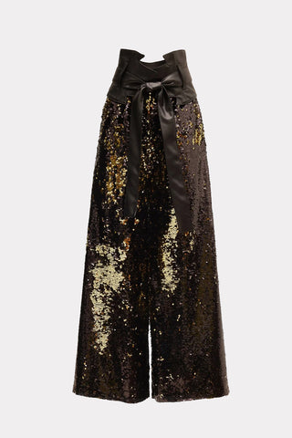 Palazzo Trousers With Double-Sided Sequins Black Gold