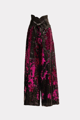 Palazzo Trousers With Double-Sided Sequins Black Pink
