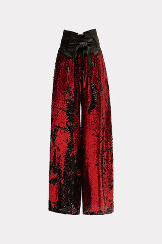 Palazzo Trousers With Double-Sided Sequins Black Red - Julia Allert