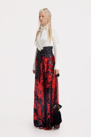 Palazzo Trousers With Double-Sided Sequins Black Red - Julia Allert