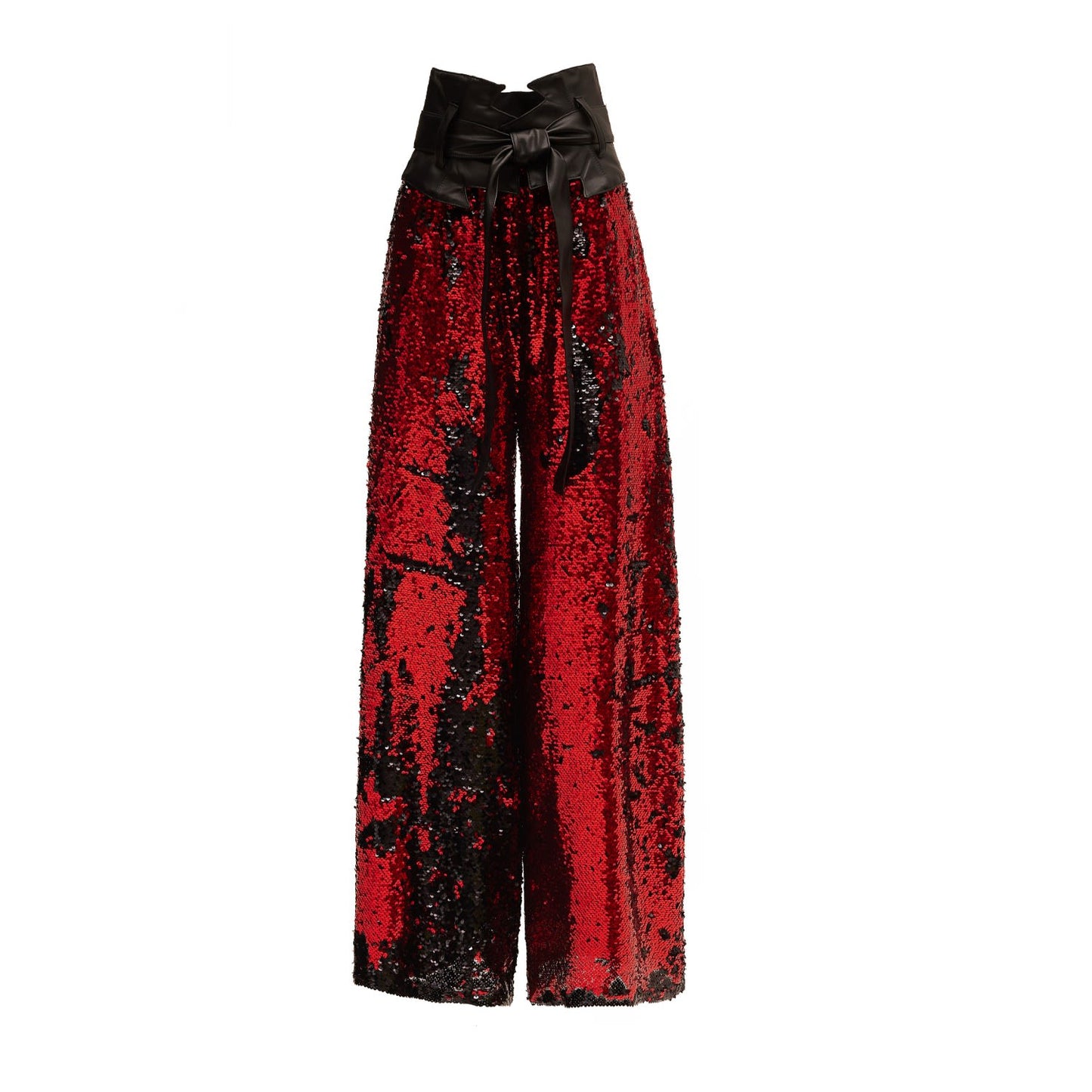Palazzo Trousers With Double-Sided Sequins Black Red