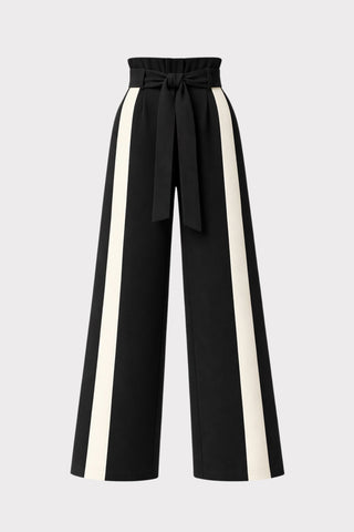 Belted High Waist Wide Leg Pants – Black