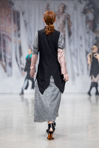Party Semi-Sheer Glitter Drape Top Silver - Julia Allert