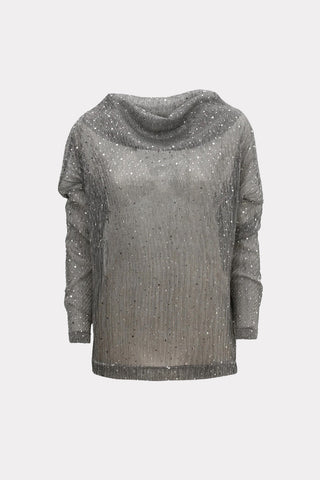 Party Semi-Sheer Glitter Drape Top Silver - Julia Allert