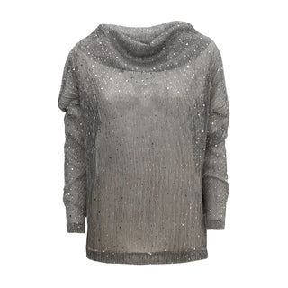 Party Semi-Sheer Glitter Drape Top Silver