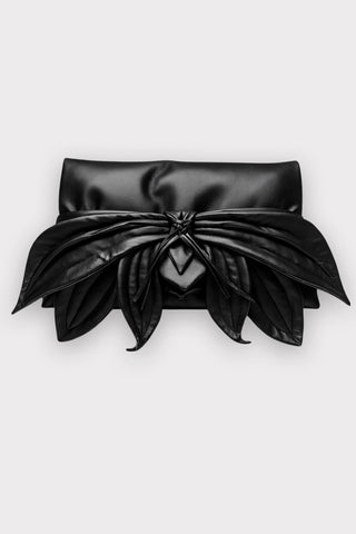Petal Faux Leather Evening Clutch Bag - Black - Julia Allert