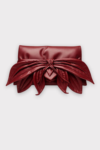 Petal Faux Leather Evening Clutch Bag - Burgundy - Julia Allert