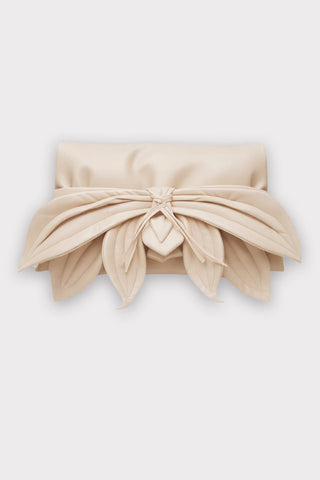 Petal Faux Leather Evening Clutch Bag - Ecru - Julia Allert