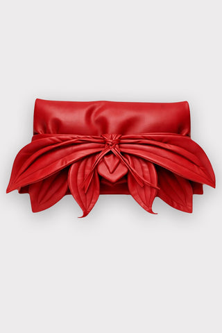 Petal Faux Leather Evening Clutch Bag - Red - Julia Allert