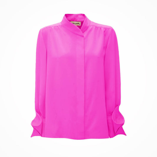 Chic Blouse With Decorative Cuffs Pink
