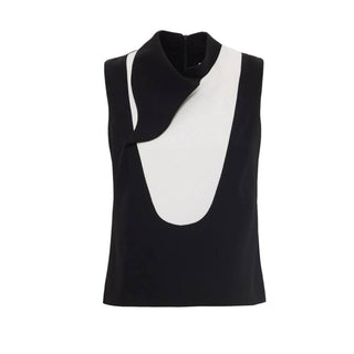 Chic Formal Sleeveless Top With Unique Collar Black
