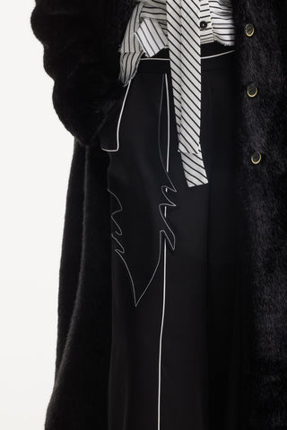 Demi-Season Solid Faux Fur Coat Black