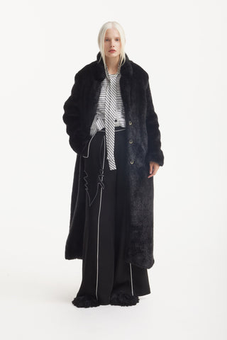 Demi-Season Solid Faux Fur Coat Black