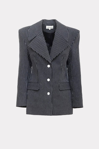 Pinstripe Power Statement Fit Blazer Black - Julia Allert