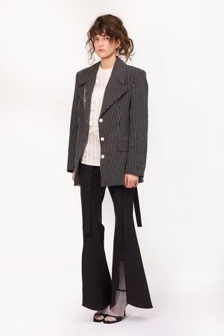 Pinstripe Power Statement Fit Blazer Black - Julia Allert