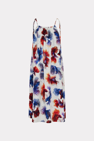 Pleated Tie Strap Printed Dress
