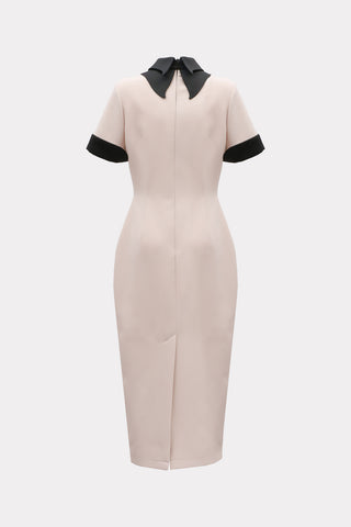 Polished Fitted Midi Short Sleeve Dress - Ecru