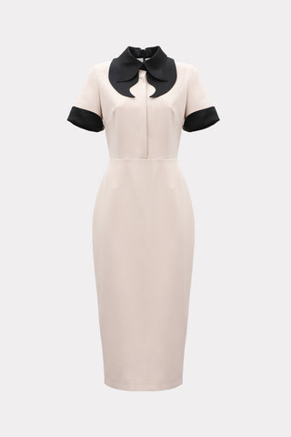 Polished Fitted Midi Short Sleeve Dress - Ecru