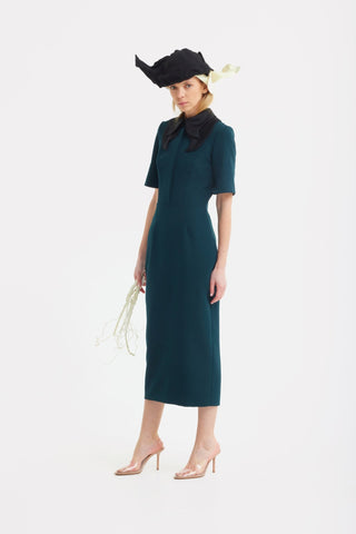 Polished Fitted Midi Short Sleeve Dress - Green - Julia Allert