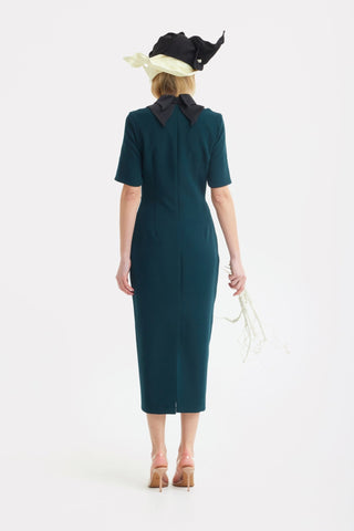 Polished Fitted Midi Short Sleeve Dress - Green - Julia Allert