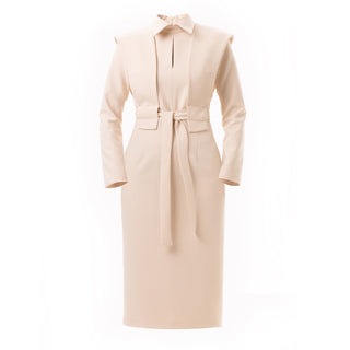 Ecru Fashion Fitted Midi Dress