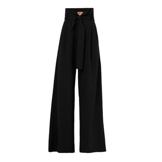 Black High Waist Long Wide Leg Trousers