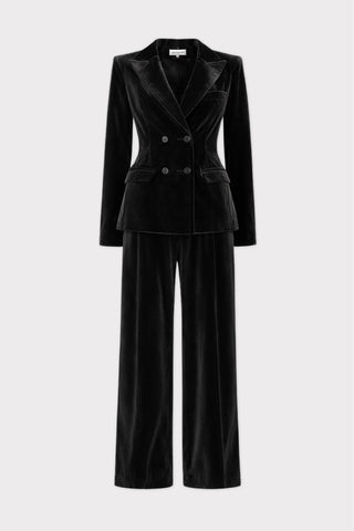 Retro Co-Ord Set – Jacket & Wide-Leg Trousers Black - Julia Allert