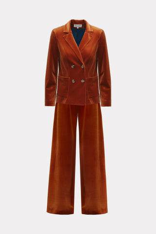 Retro Wide-Leg Trousers - Velvet Burnt Sienna