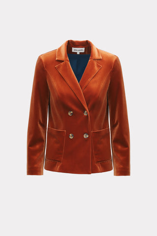 Retro Double-Breasted Jacket - Velvet Burnt Sienna