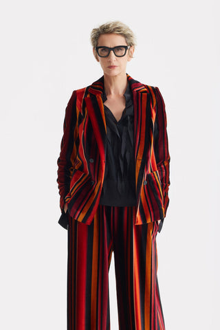 Retro Striped Jacket- Velvet Burgundy Red - Julia Allert