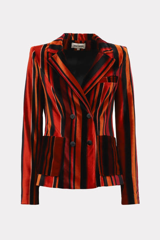 Retro Striped Jacket- Velvet Burgundy Red - Julia Allert