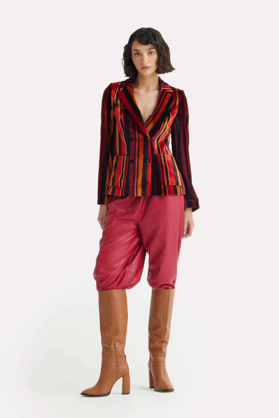 High-Waisted Wide Leg Faux Leather Joggers Red – Julia Allert