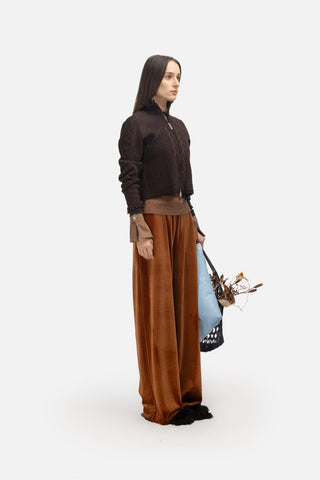 Retro Wide-Leg Trousers - Rust Velvet - Julia Allert