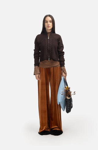 Retro Wide-Leg Trousers - Rust Velvet - Julia Allert