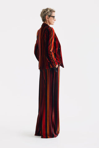 Retro Wide-Leg Trousers - Velvet Burgundy Red - Julia Allert