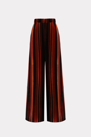 Retro Wide-Leg Trousers - Velvet Burgundy Red