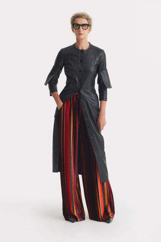 Retro Wide-Leg Trousers - Velvet Burgundy Red