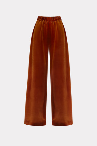 Retro Wide-Leg Trousers - Velvet Burnt Sienna