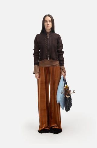 Retro Wide-Leg Trousers - Rust Velvet