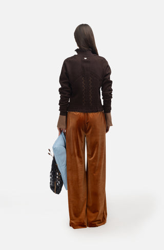 Retro Wide-Leg Trousers - Rust Velvet